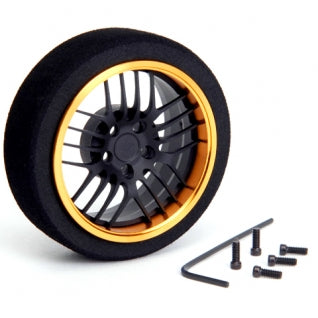 HIRO SEIKO 20-Spoke Alum Steering Minus-Offset Wheel [F-Black+T-Gold] 69341