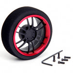 HIRO SEIKO 6-Spoke Aluminium Steering Wheel  [Flat Black+Red] 69430