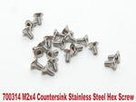 PN Racing M2 Countersink Stainless Steel Screw (20pcs) (Various Lengths & Types)